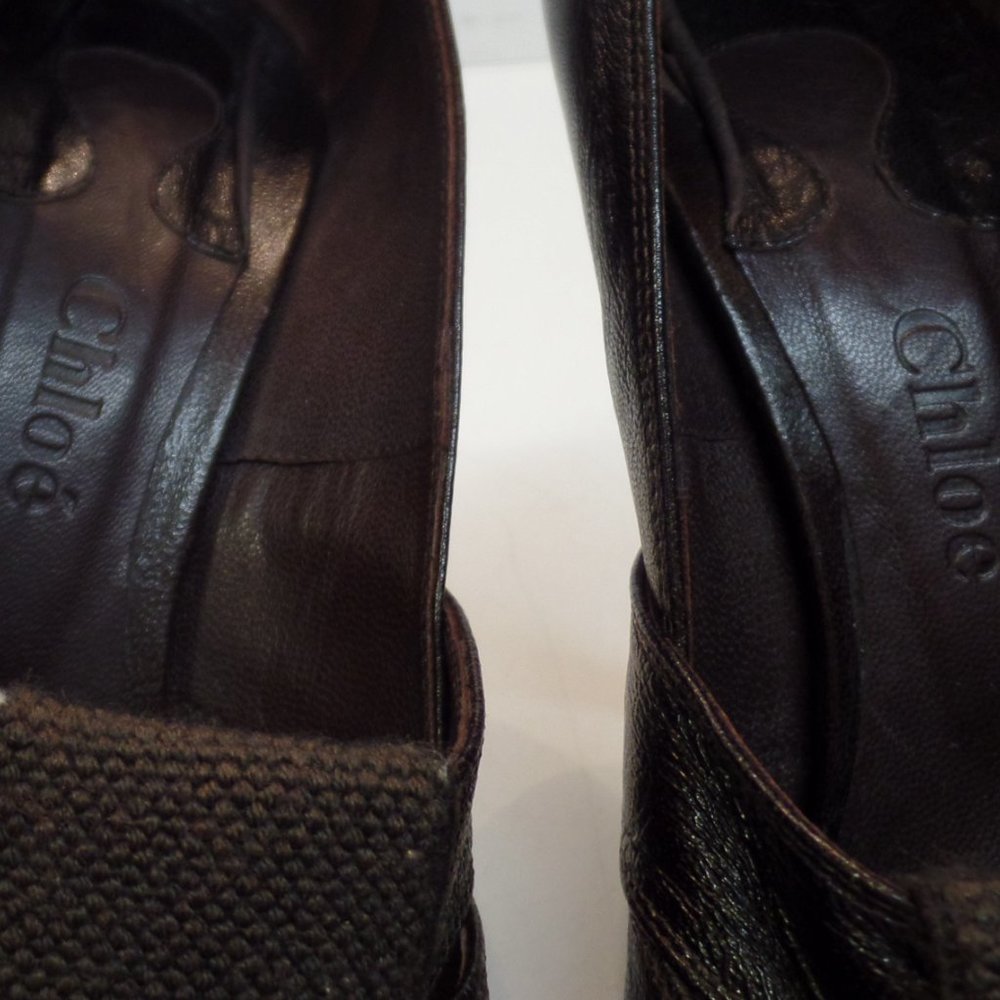 Chloe Brown Open Toe Platform Heels Sz 40 - Picture 13 of 16